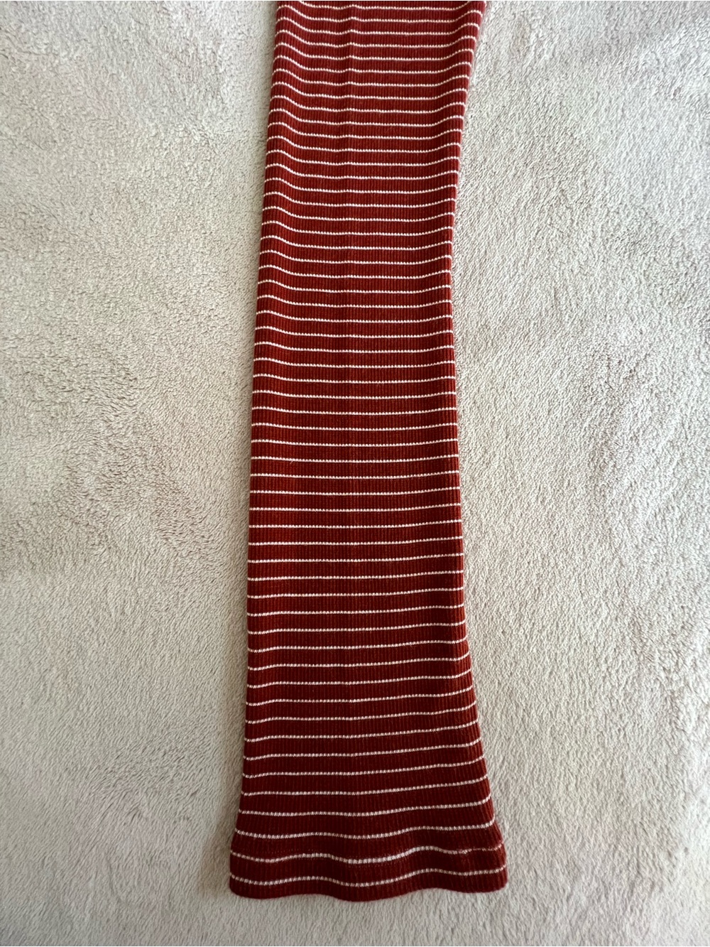 Vince Rust and Cream Striped Ribbed Long Sleeve Crew - Picture 4 of 8